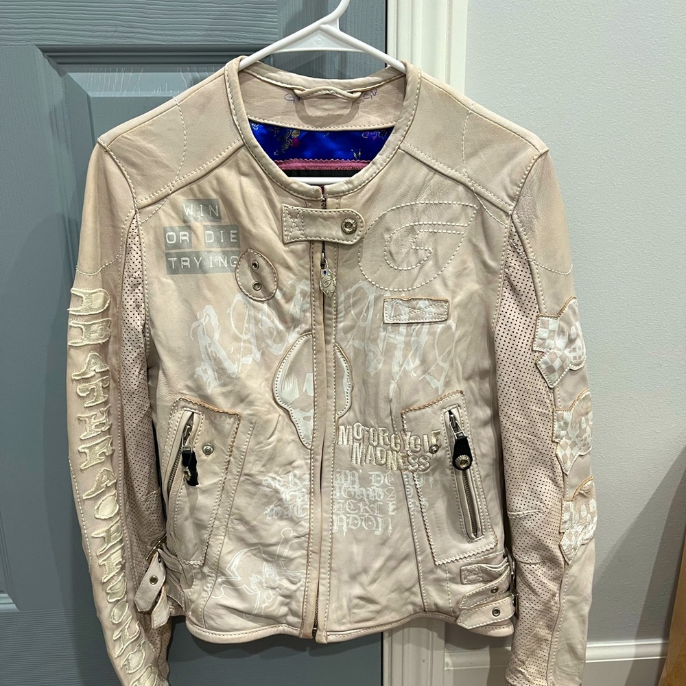 Light pink super g psycho motorcycle jacket